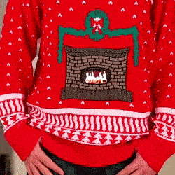 Maglione Natale Brutto Con Fuoco Interattivo