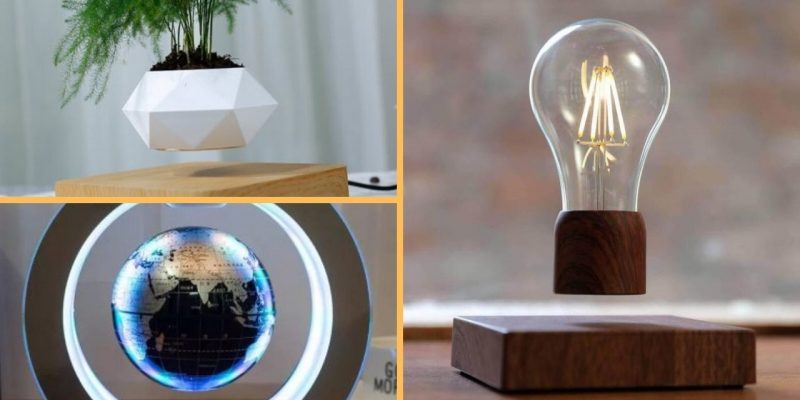 Gadget e oggetti a Levitazione Magnetica, lampade e piante.